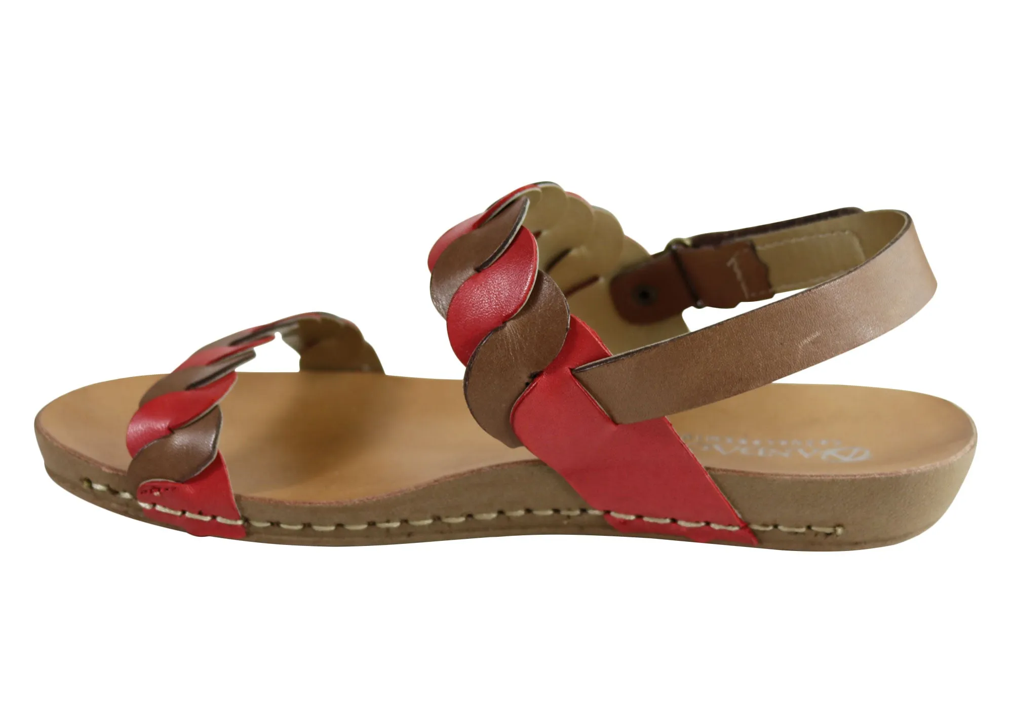 Andacco Vicuna Womens Comfortable Leather Flat Sandals Made In Brazil