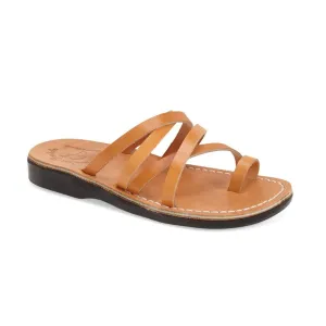 Ariel - Leather Cross Strap Sandal | Tan