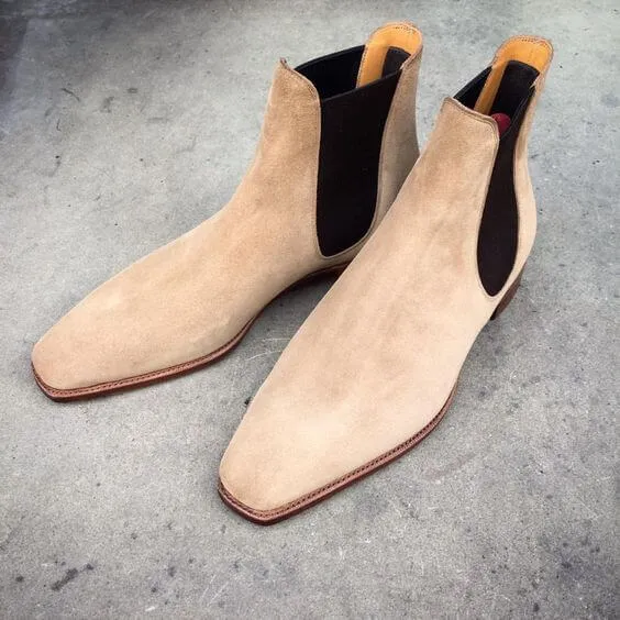 Bespoke Beige Suede Chelsea Stylish Boots