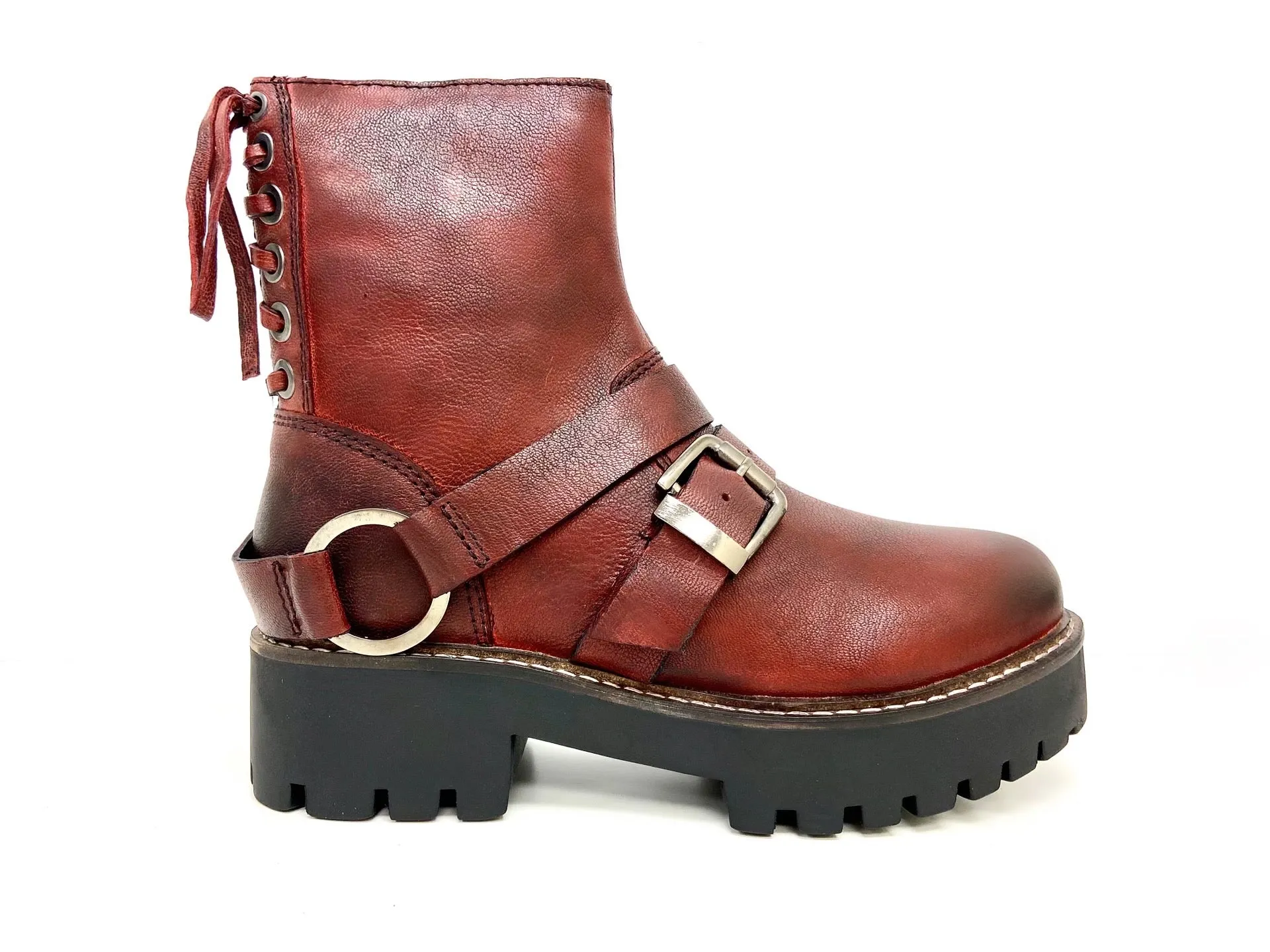 Claire Red Biker Boots