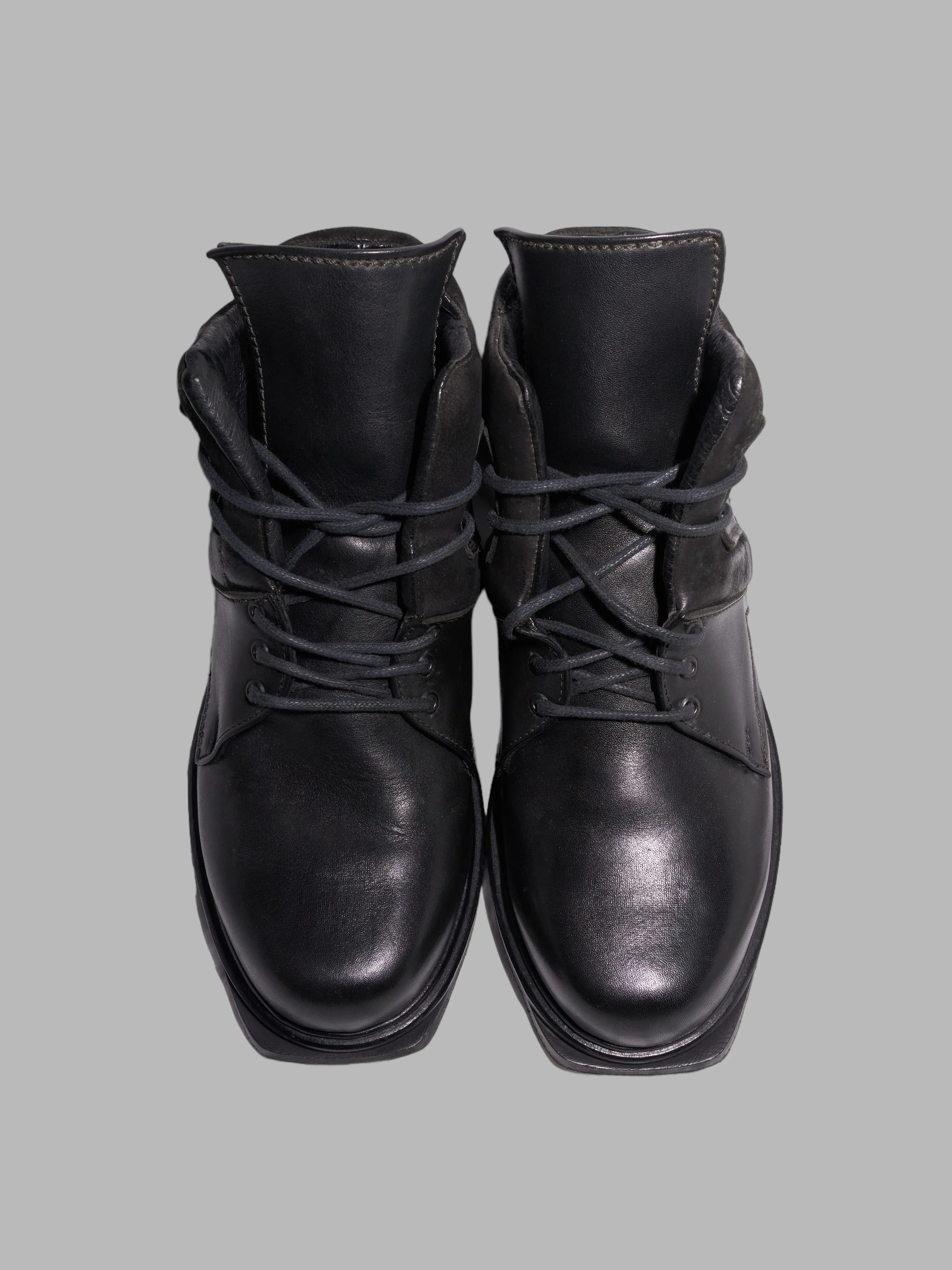 Dirk Bikkembergs 1990s black leather chunky sole square toe boots - size 40 41