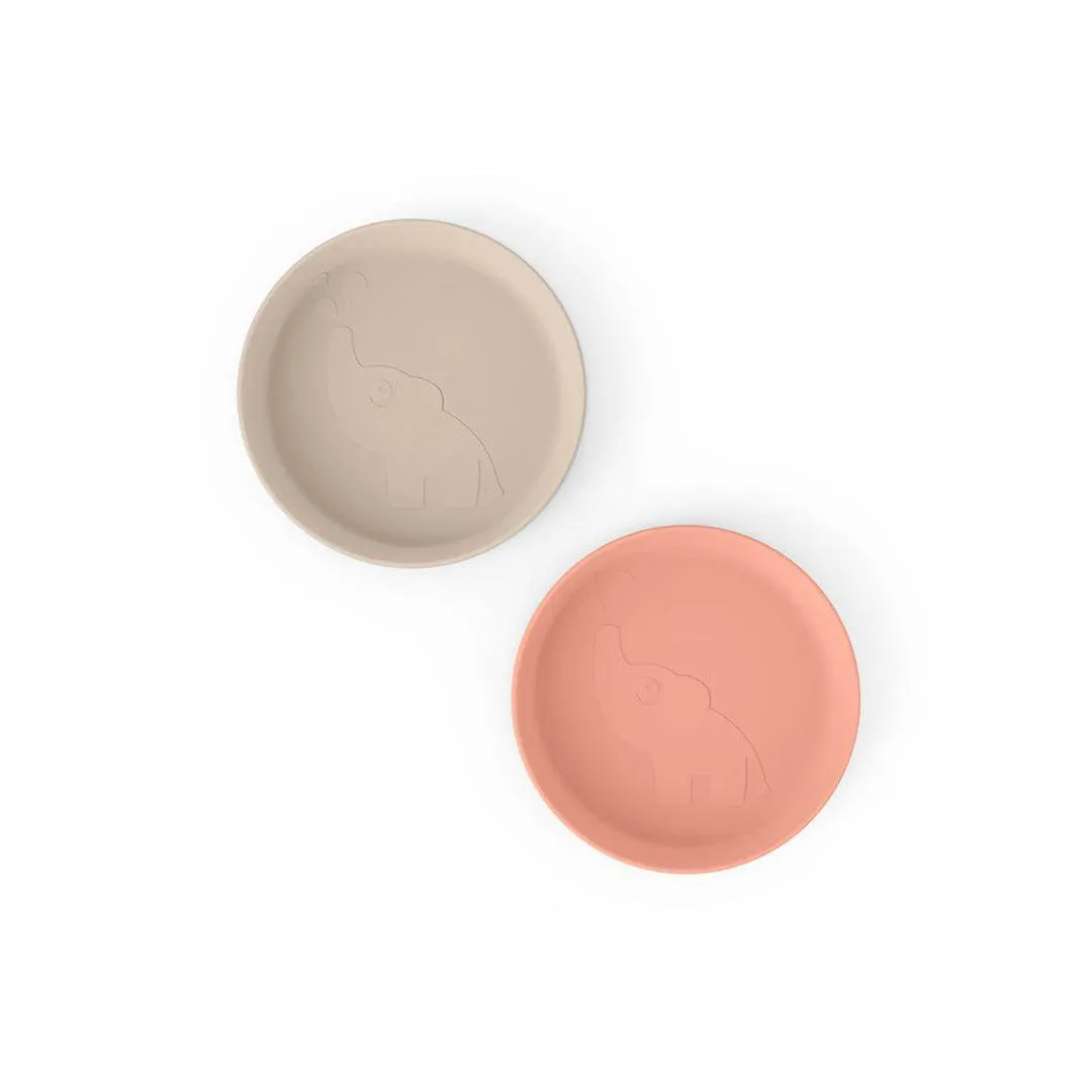 Done by Deer Kiddish Plate - 2 Pack - Sand/Coral - Elphee