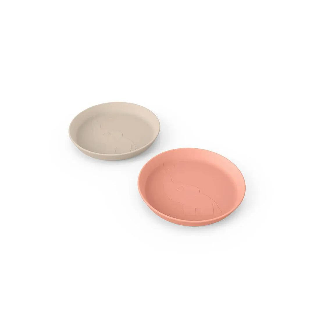 Done by Deer Kiddish Plate - 2 Pack - Sand/Coral - Elphee