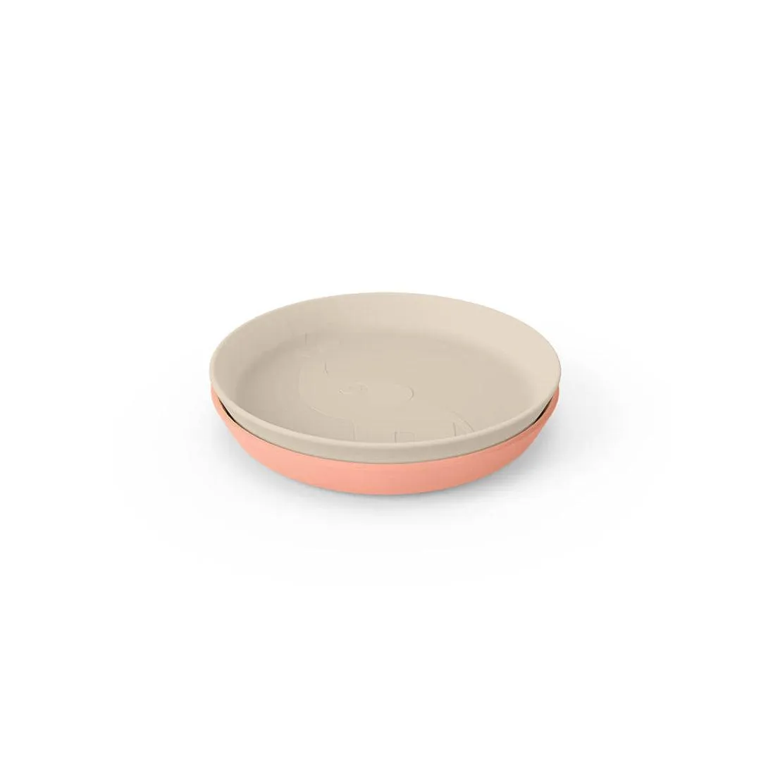 Done by Deer Kiddish Plate - 2 Pack - Sand/Coral - Elphee