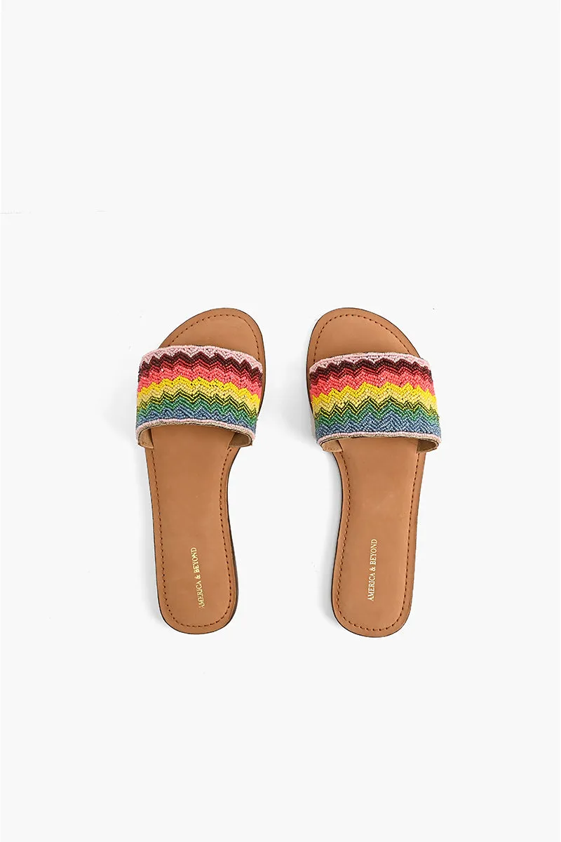 Field of Dreams Beaded Slide Sandals