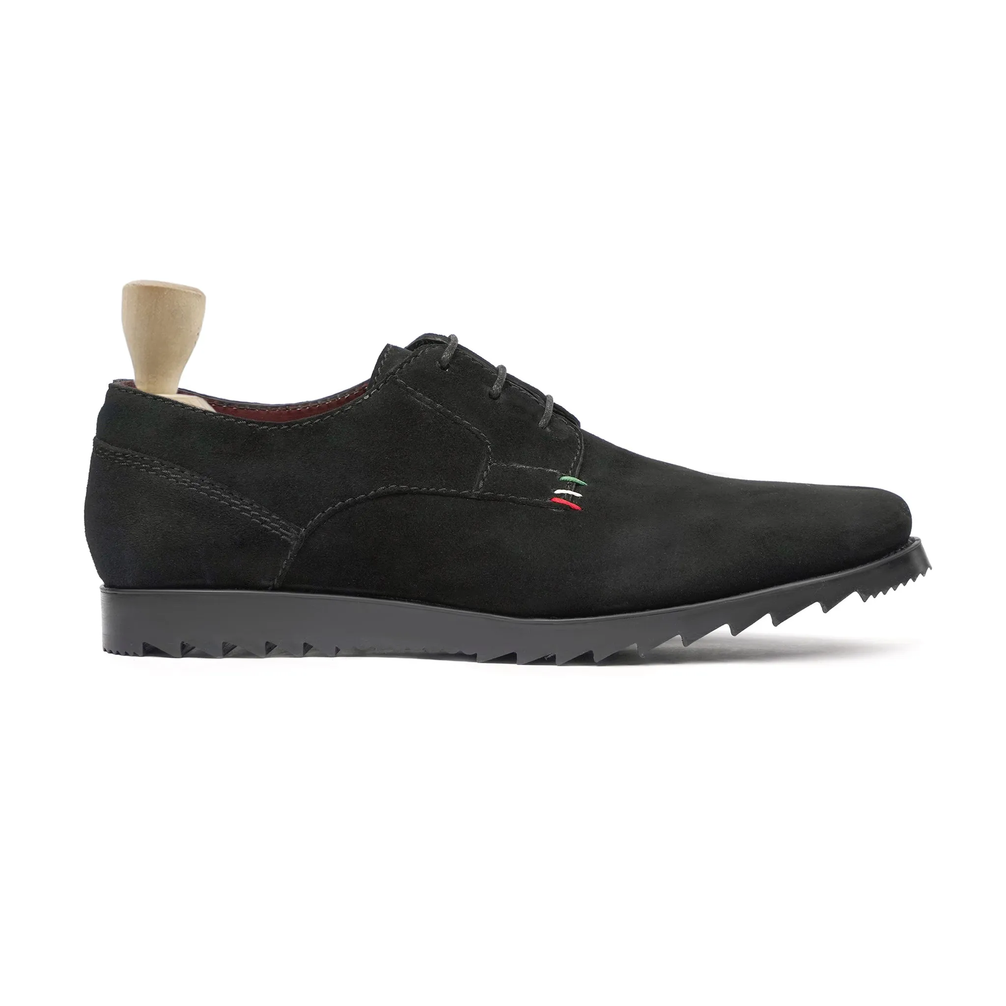 George - Men's Black Kid Suede Derby Shoe