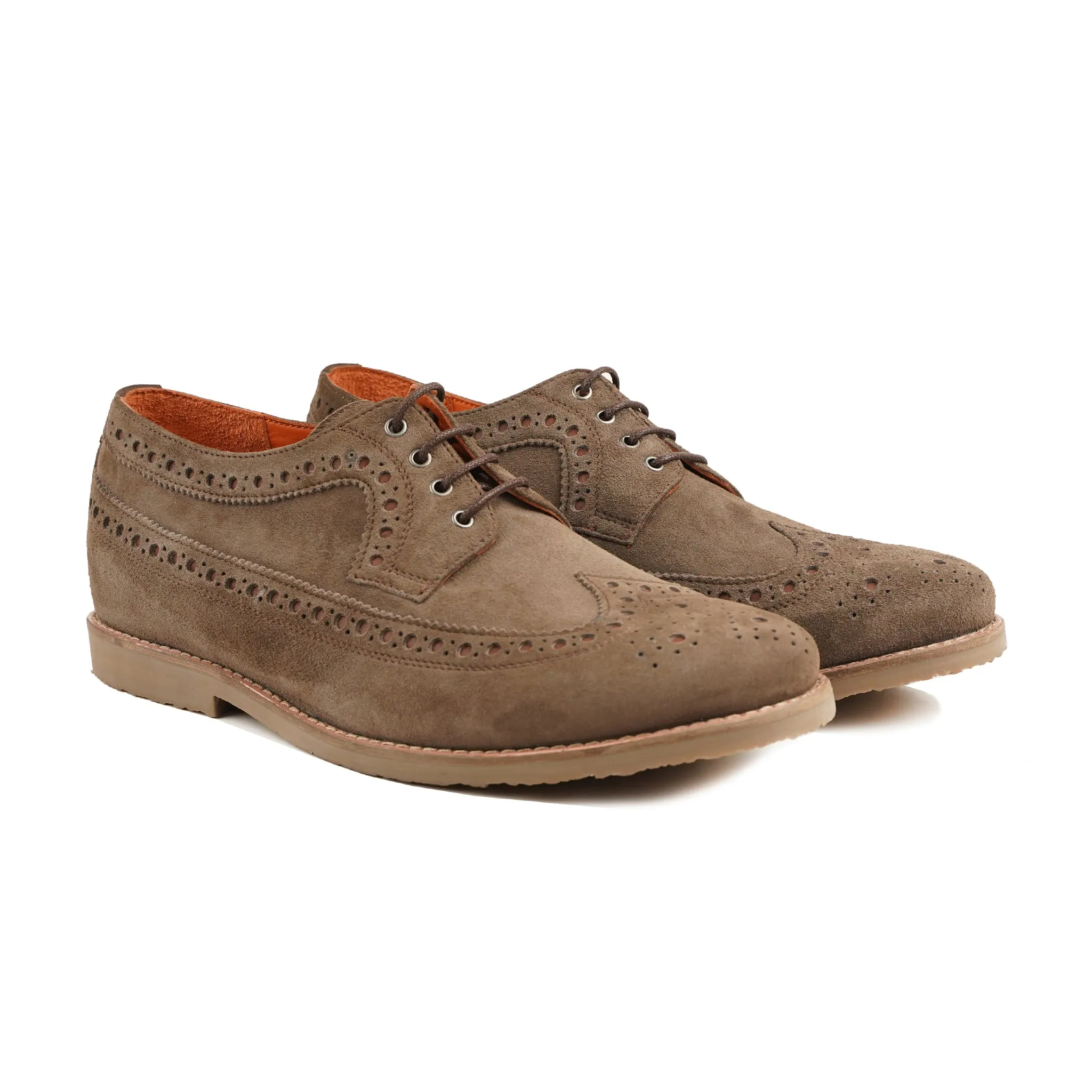 Jackozi - Men's Light Brown Kid Suede Derby Shoe