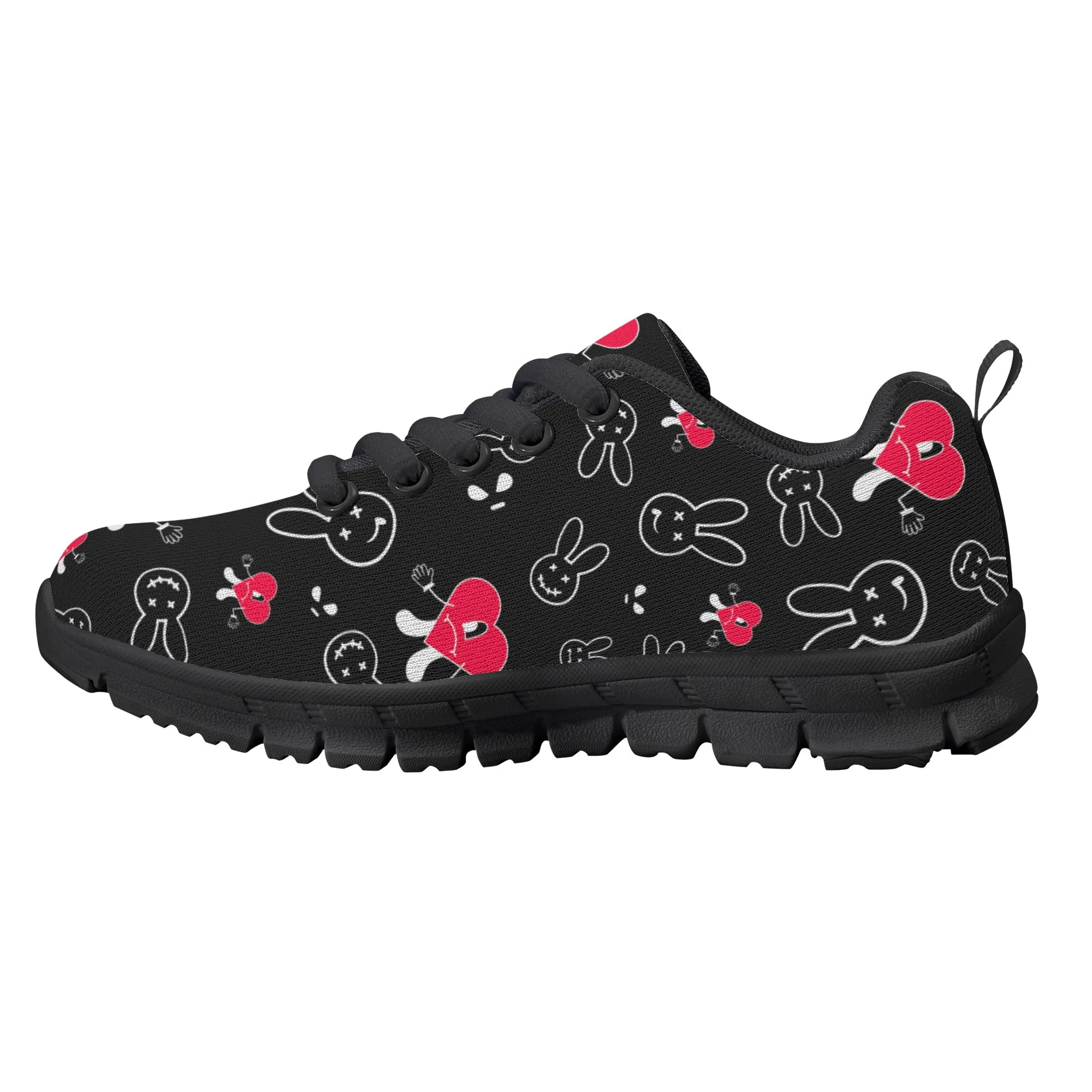 Kids Running Shoes | Back to School Kids Sneakers | Unisex Childrens Trainers | Cute Bunny and Hearts