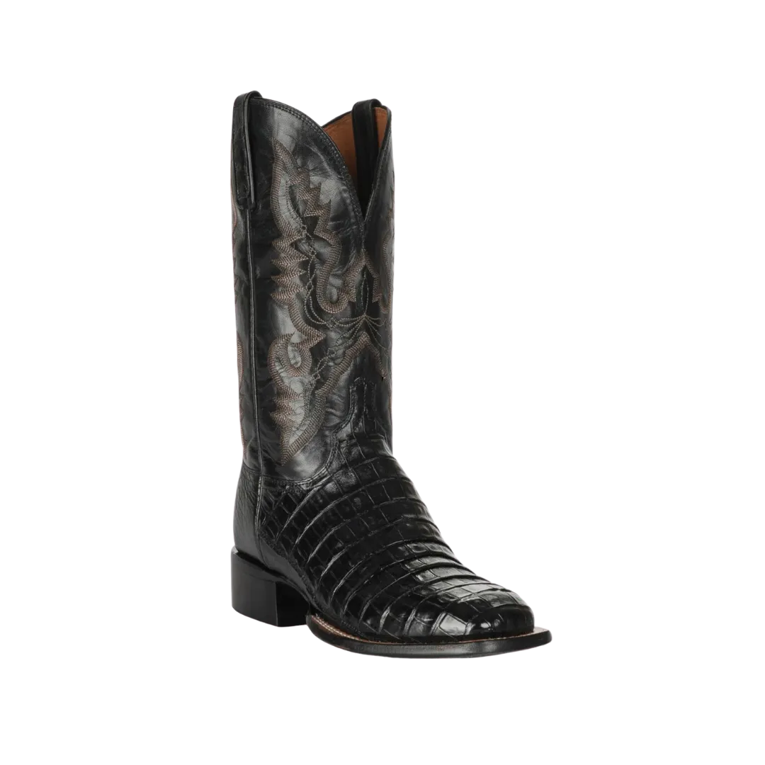 Lucchese Men's Black Caiman Exotic Western Boots