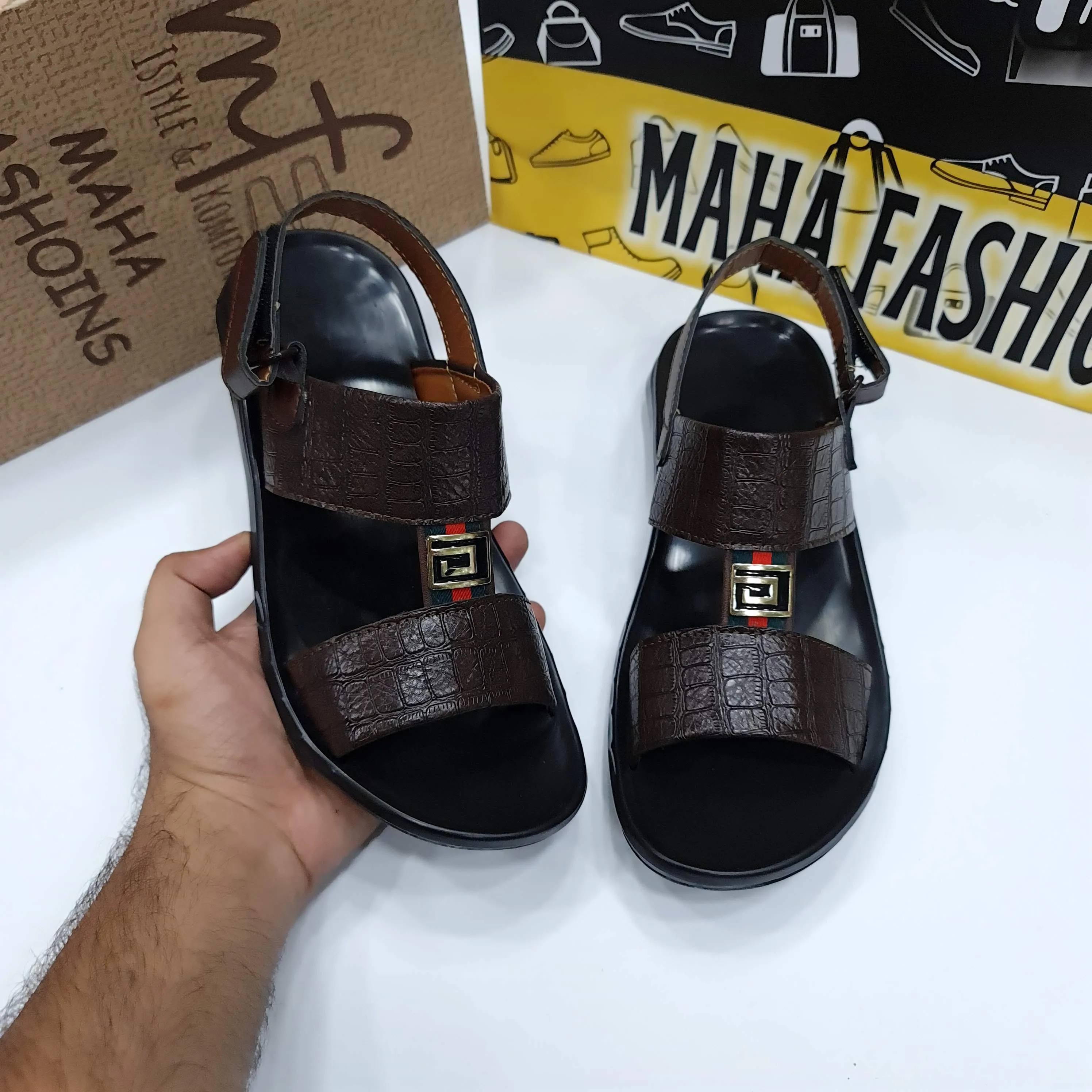 Men Black & Brown Sandals