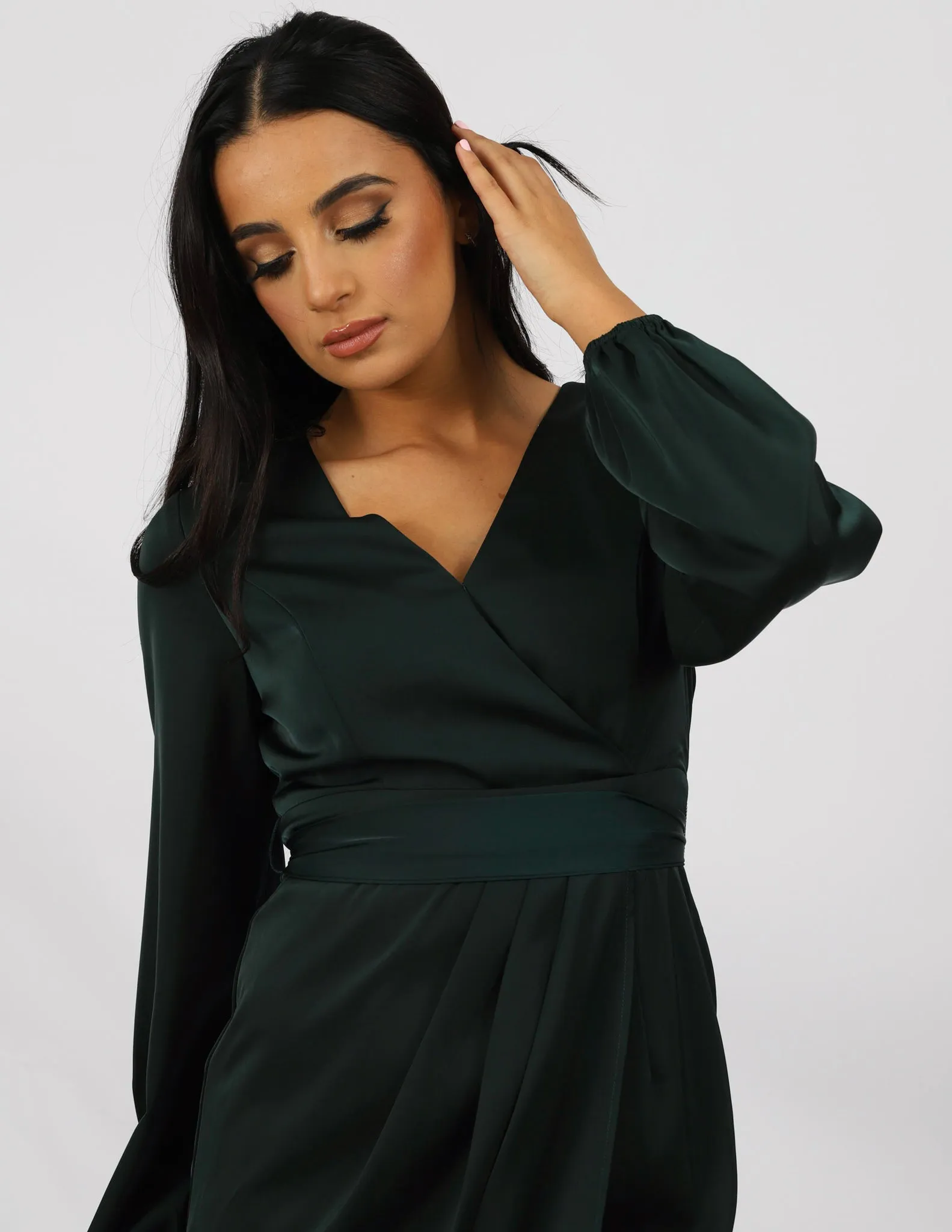 Modish Satin Pleat Dress