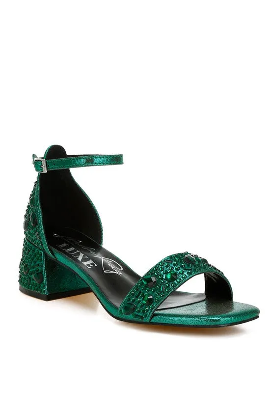 Nocturnal Rhinestone Embellished Shimmer Sandals