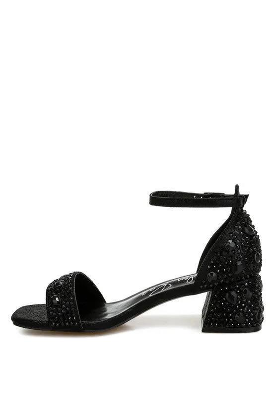 Nocturnal Rhinestone Embellished Shimmer Sandals