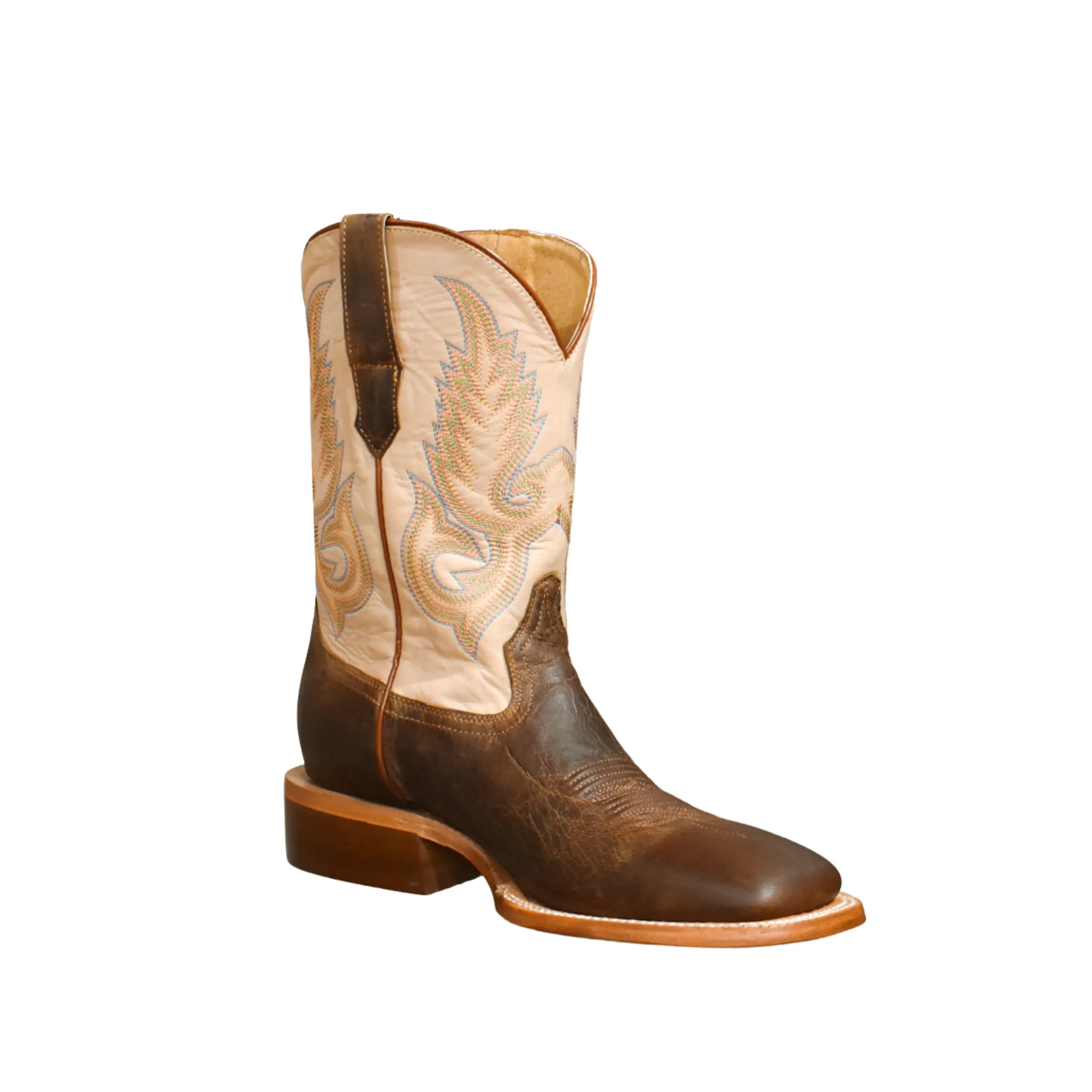 R. WATSON MEN'S MAD BROWN GOAT IVORY COW WESTERN BOOT - WR0006-2