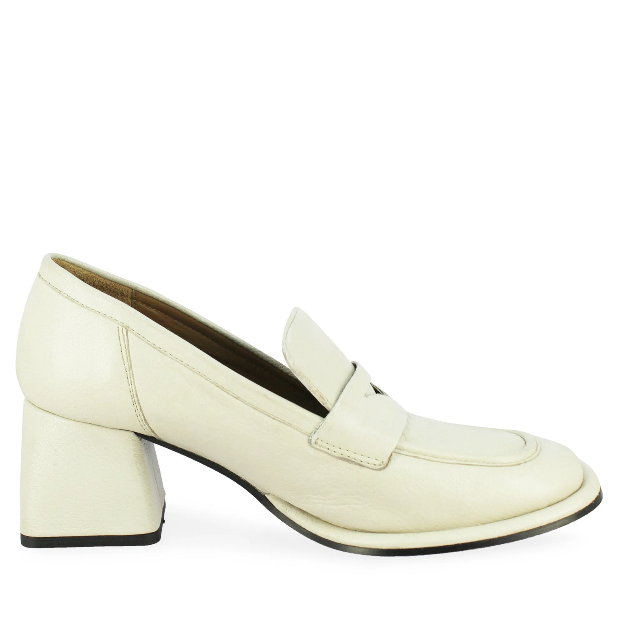 Saint Viviana Off White Leather Saddle Moccasins