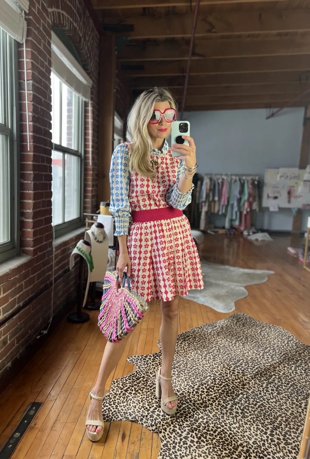 SAMPLE - BURU x Bisby Smocked MINI Skirt - Raspberry