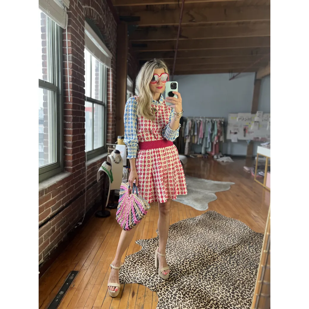 SAMPLE - BURU x Bisby Smocked MINI Skirt - Raspberry