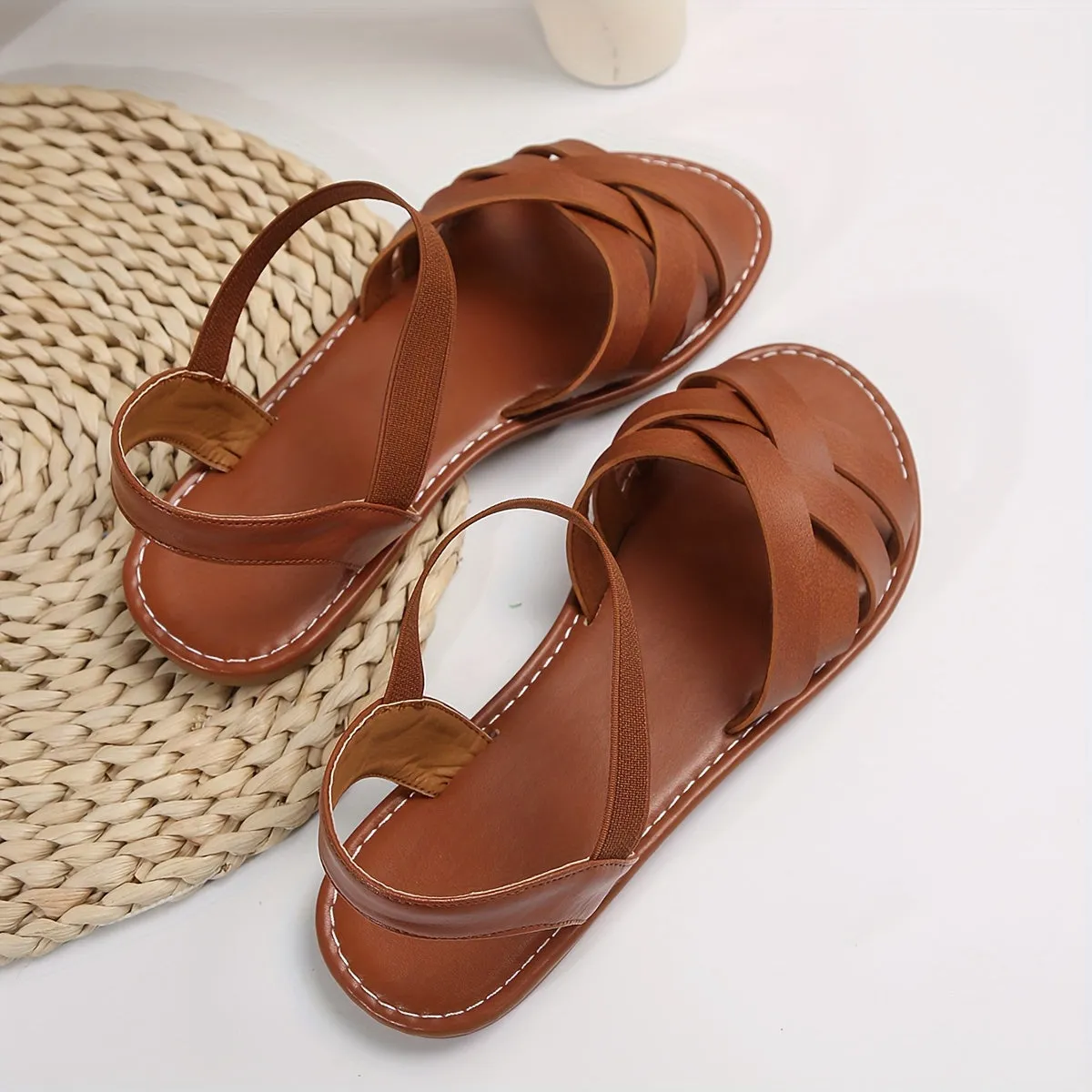 Stylish Crisscross Sandals - Lightweight, Elastic, Breathable, Comfortable Flat Walking Shoes for Beach, Pool, and Outdoor Activities - Perfect for Women of All Ages