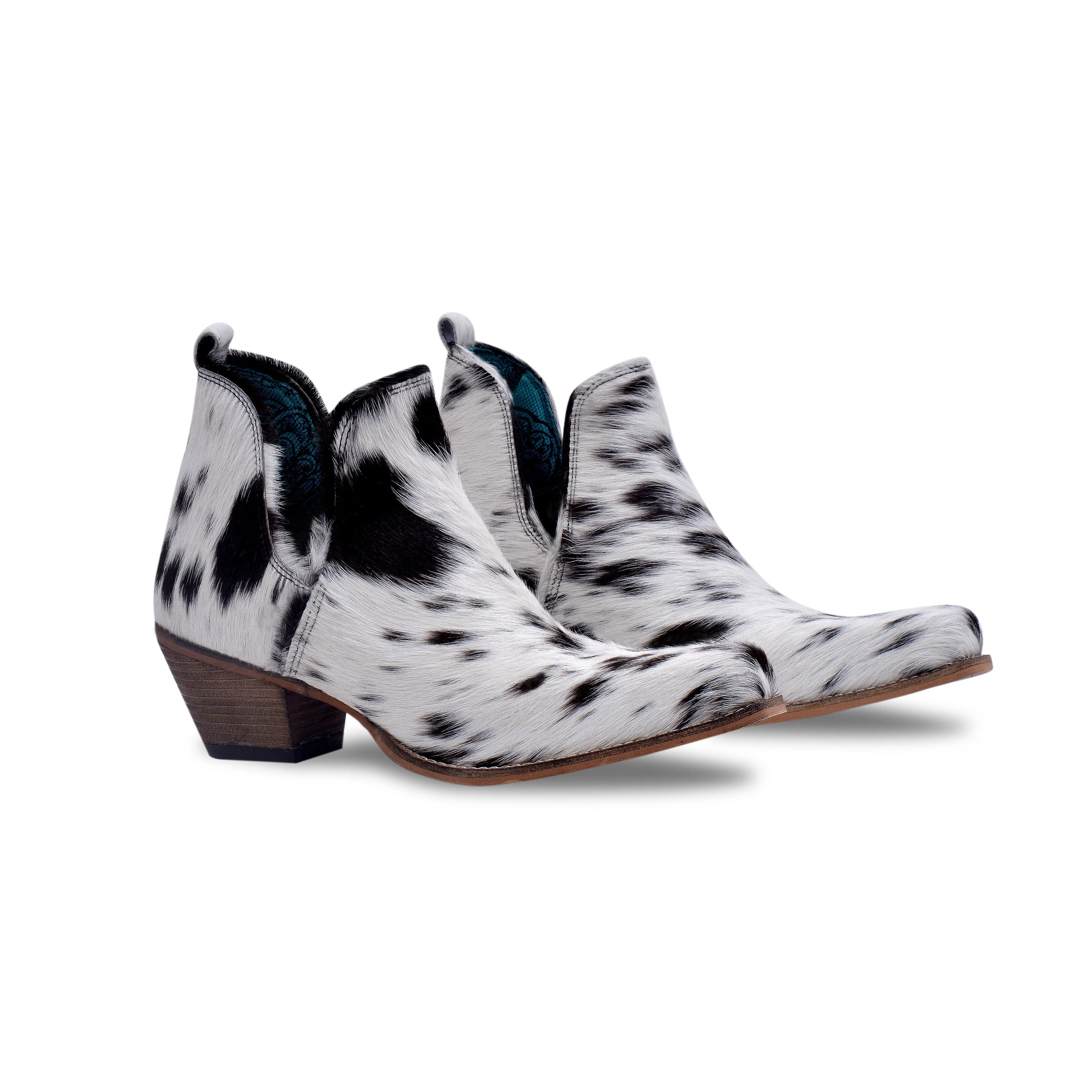 Sunset Bloom Split-Top Hair-On Hide Boots In Black & White