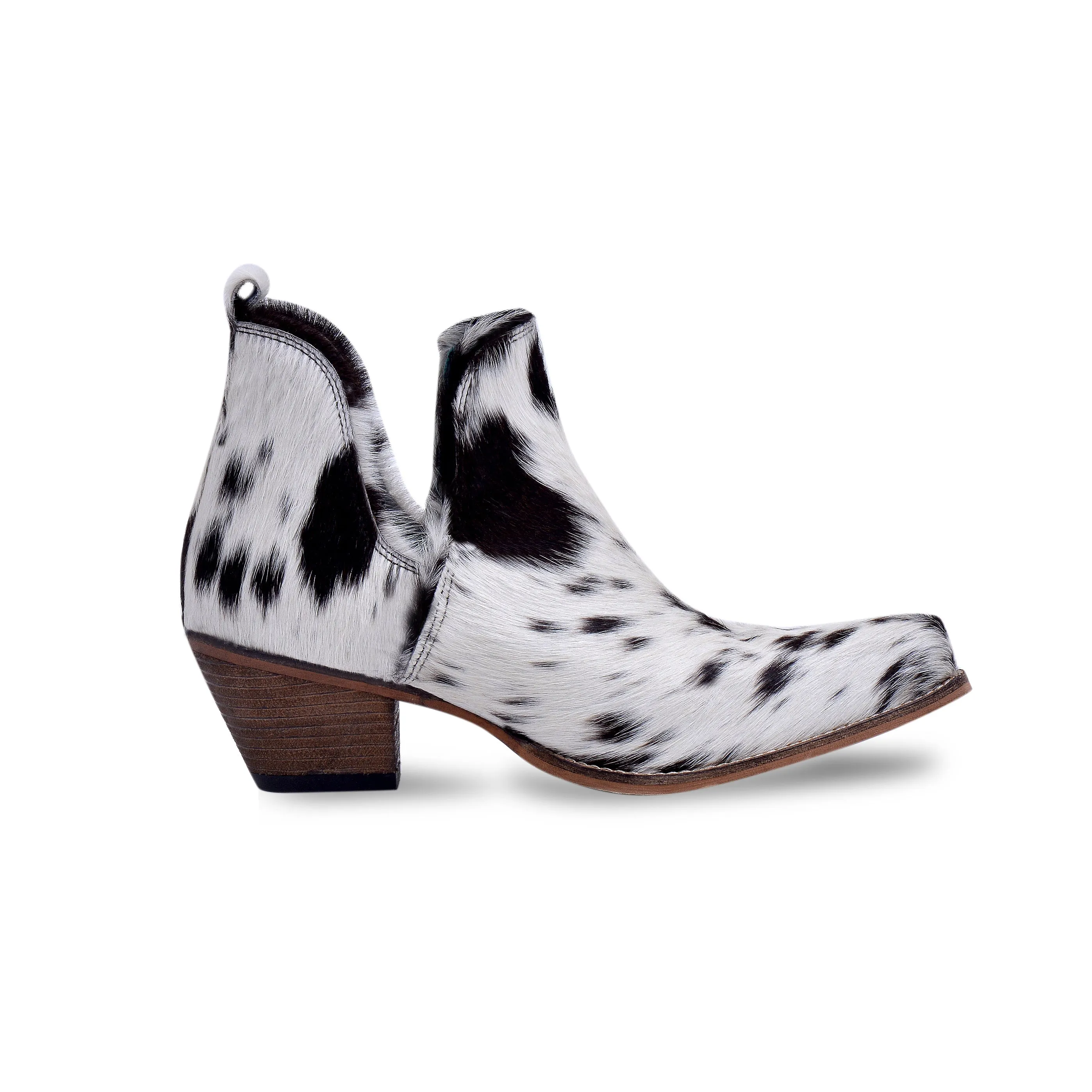 Sunset Bloom Split-Top Hair-On Hide Boots In Black & White