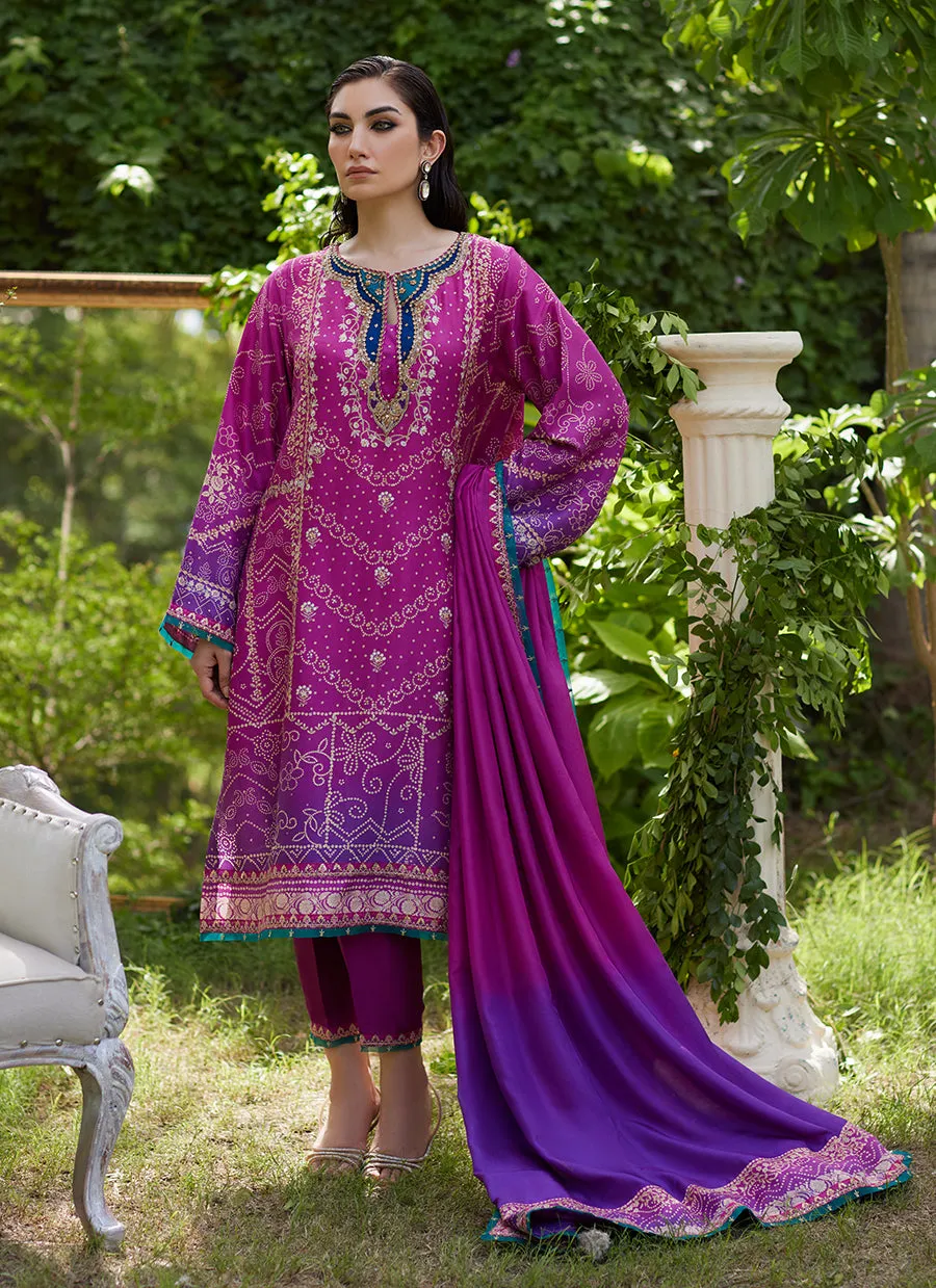 Tazeen Magenta Ombre Shirt And Dupatta