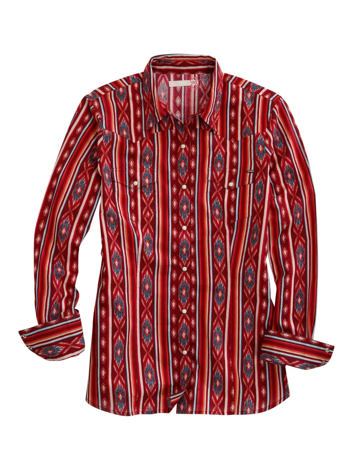 Tin Haul Womens Aztec Stripe Red 100% Cotton L/S Shirt