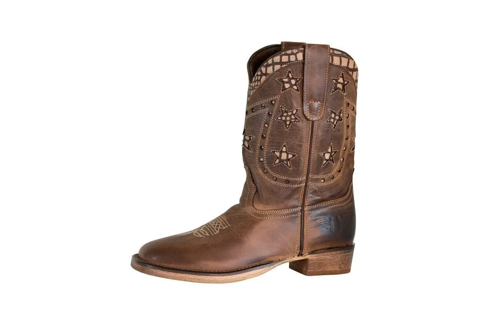 TuffRider Youth Rocky Mountain Star Snake Printed Square Toe Western Boots